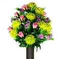 thumbnail image 6 of Sympathy Silks Artificial Cemetery Flowers -Lime Mum and Lavender Rose Bouquet, 6 of 6
