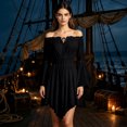 thumbnail image 2 of DHFJKG Womens Pirate Mini Dresses, Off The Shoulder Flare Sleeve Halloween Dress, Smocked Waist Gothic Dress, 2 of 4