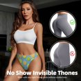 thumbnail image 4 of Thongs for Women - blue Lemon cartoon No Show Seamless Womens Thongs Underwear, Soft Stretch G String Thongs for Women,Cuteness Ladies Thong Bikini Panties Briefs, 4 of 5