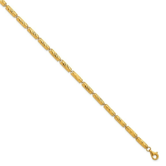 Auriga Fine Jewelry 24K Yellow Gold Diamond-cut 4 mm Bamboo Chain Necklace w/ Ext. for Women 18K"
