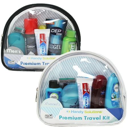 Women's 9 Piece and Men's 9 Piece Premium Travel Kits. Perfect Hospital Bag for Labor and Delivery. TSA Approved, Filled with Name Brand (Best Bag For Hospital Delivery)