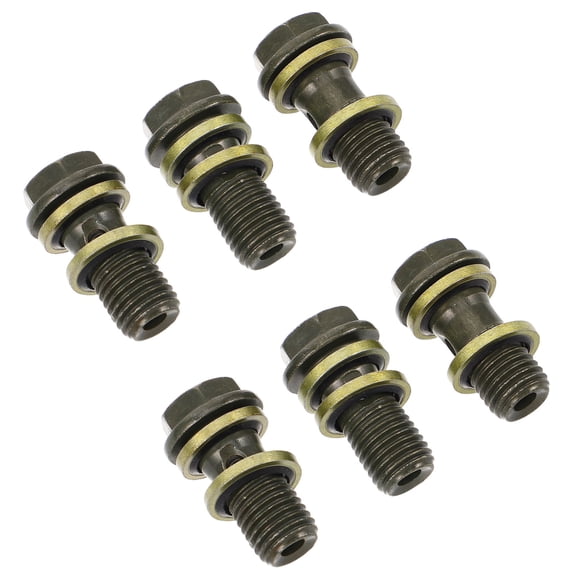 Luxshiny 6-Pack Universal Motorcycle Brake Line Bolts with Metal Washers for ATV Scooter Brake System Fittings