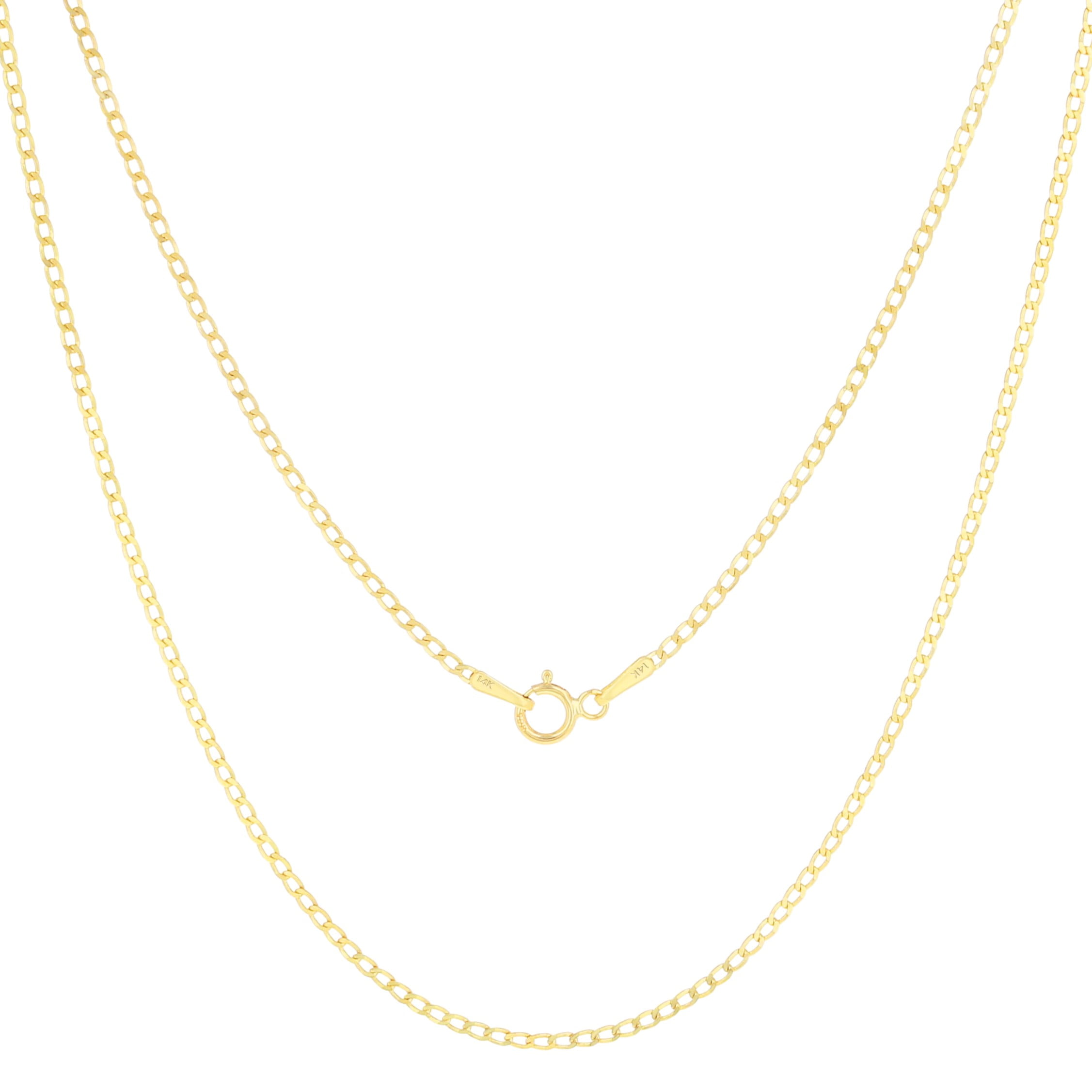 Nuragold 14k Real Yellow Gold Solid Cuban Curb Link 1.5mm Chain Necklace ((16"-24") Dainty Italian Jewelry for Men & Women