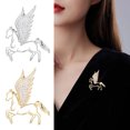 thumbnail image 2 of Broche de caballo con incrustaciones de diamantes de imitación, broche de caballo volador, diseño tridimensional de caballo, para suéter, bufanda, vestido, insignia, accesorio de joyería, 2 of 7