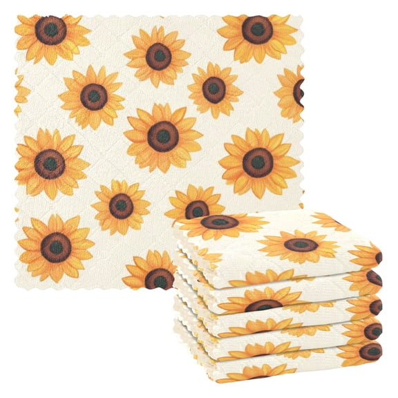 6 Pieces of Kitchen Towels 11x11Inch Kitchen Dish Cloths Kitchen Dish Towels Reuseable Cleaning Cloths Lovely Sunflower