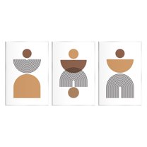 Stupell Industries Modern Shapes on White Abstract Painting Unframed Art Print Wall Art, 10 x 15, Set of 3