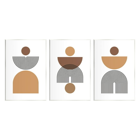 Stupell Industries Modern Shapes on White Abstract Painting Unframed Art Print Wall Art, 10 x 15, Set of 3