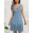 thumbnail image 4 of Women's 2025 New Summer Sleeveless Sexy Wrap V Neck Floral Sundress Mini Dress, 4 of 12