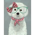 thumbnail image 2 of Fab Funky 20x24 Gold Ornate Wood Framed with Double Matting Museum Art Print Titled - Bichon Frise with Glasses and Scarf, 2 of 4