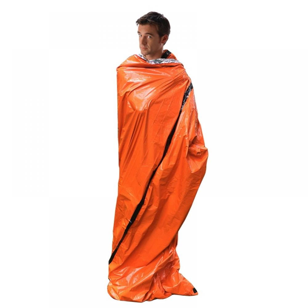 Emergency Survival Sleeping Bag Multi Functional PE Aluminium Film Lightweight Portable Cold Proof Waterproof Lightweight, Portable Nylon Sack for Camping Hiking Outdoor Adventure Activities