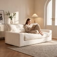 thumbnail image 4 of BEHOST 55" Loveseat Couch with Extra Deep Seats，Chenille 2-Seater Sofa with Side Storage & 2 Pillows，Cloud Sofa for Living Room & Small Spaces，White, 4 of 10