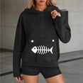 thumbnail image 4 of XIAOCHA Women's Fishbone Print Hoodie Oversized Long Sleeve Hooded Pullover Soft Casual Everyday Hoodies, 4 of 8