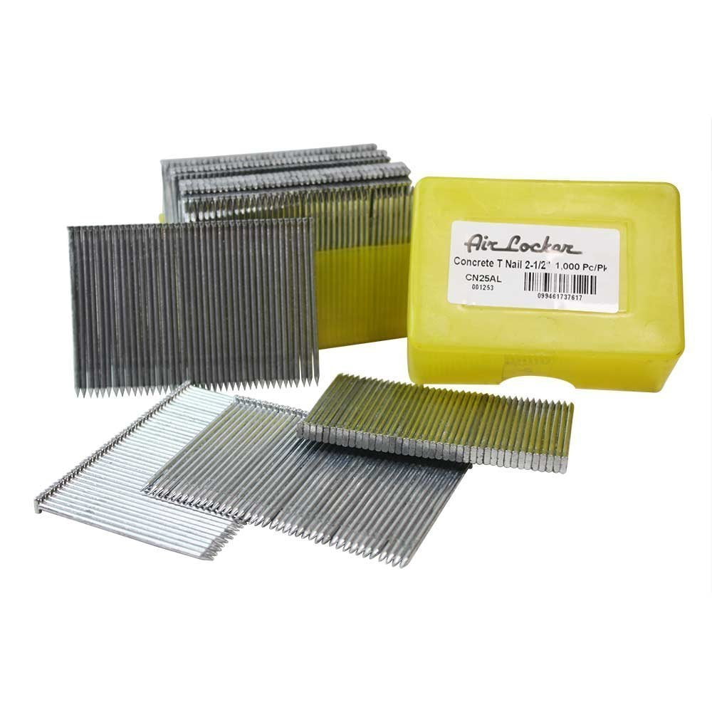 CN25AL 14 Gauge Concrete TNails for Concrete Nailers 21/2 Inch Smooth Shank (2 Packs of 1000