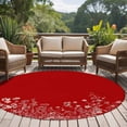thumbnail image 4 of Round Rugs 5Ft, Red Botanical Round Area Rug Washable Indoor Throw Carpet, Farmhouse Spring Summer Flower Soft Non Slip Circle Rug for Cabinet Bathroom Home Decor Aesthetic, 4 of 8