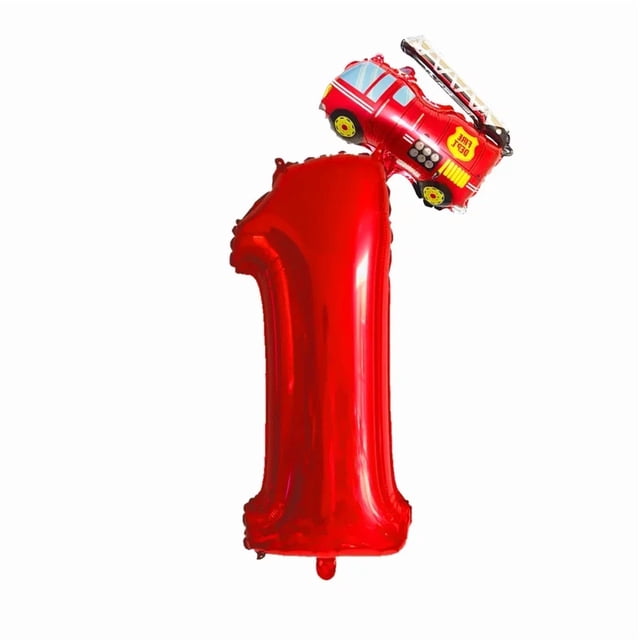 2 Pcs Ballons Chiffres Rouges 32 Pouces Mini Camion de Pompiers Ballons en Feuille 1 2 3 4 5 6 7 8 9 Ans Décoration de Fête d'Anniversaire shower de Bébé Jouet pour Enfants
