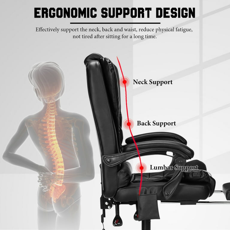 Ergonomic Massage Office Chair with 2-Point Vibration, Faux Leather High  Back Executive Office Chair with Comfort Lumbar Support Upholstered Linkage  Armrest, 135 Degree Reclining Swivel Desk Chair 