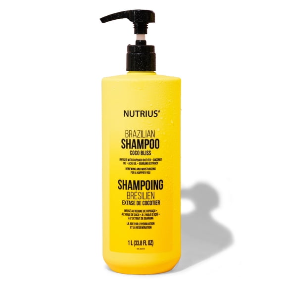 NUTRIUS Renewing and Moisturizing Brazilian Shampoo with Cupuacu Butter, Acai Oil, Coconut Oil, and Guarana Extract. 1Lt