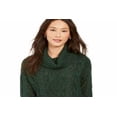 thumbnail image 3 of Charter Club Women's Cowl Neck Cable Knit Glitter Sweater Green Size X-Small, 3 of 3
