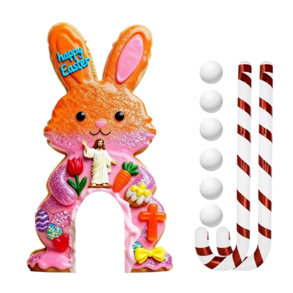 Hioecau Easter Golf Game Set Mini Bunny Golf Course with Candy Cane Club And Balls Funny Indoor Outdoor Party Game for Adults Family Gathering Home Room Decor