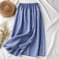 thumbnail image 4 of CCRFTGI Gingham Maxi Skirts for Women Dressy Casual A Line High Waist Long Plaid Skirt With Bow Summer Beach Vacation Outfits Flowy Skirts for Women Blue XL, 4 of 7