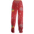 thumbnail image 7 of Christmas Women Pajama Pants Soft Christmas Snowflake Graphic Flannel Pajama Pants Holiday Wide Leg Fall Sleep Loungewear Pants Casual Comfy Pj Bottoms Red 2XL, 7 of 7