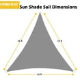 thumbnail image 2 of Triangle Sun Shade Sail 16 x 16 x 16 Ft UV Block Fabric Grey, 2 of 5