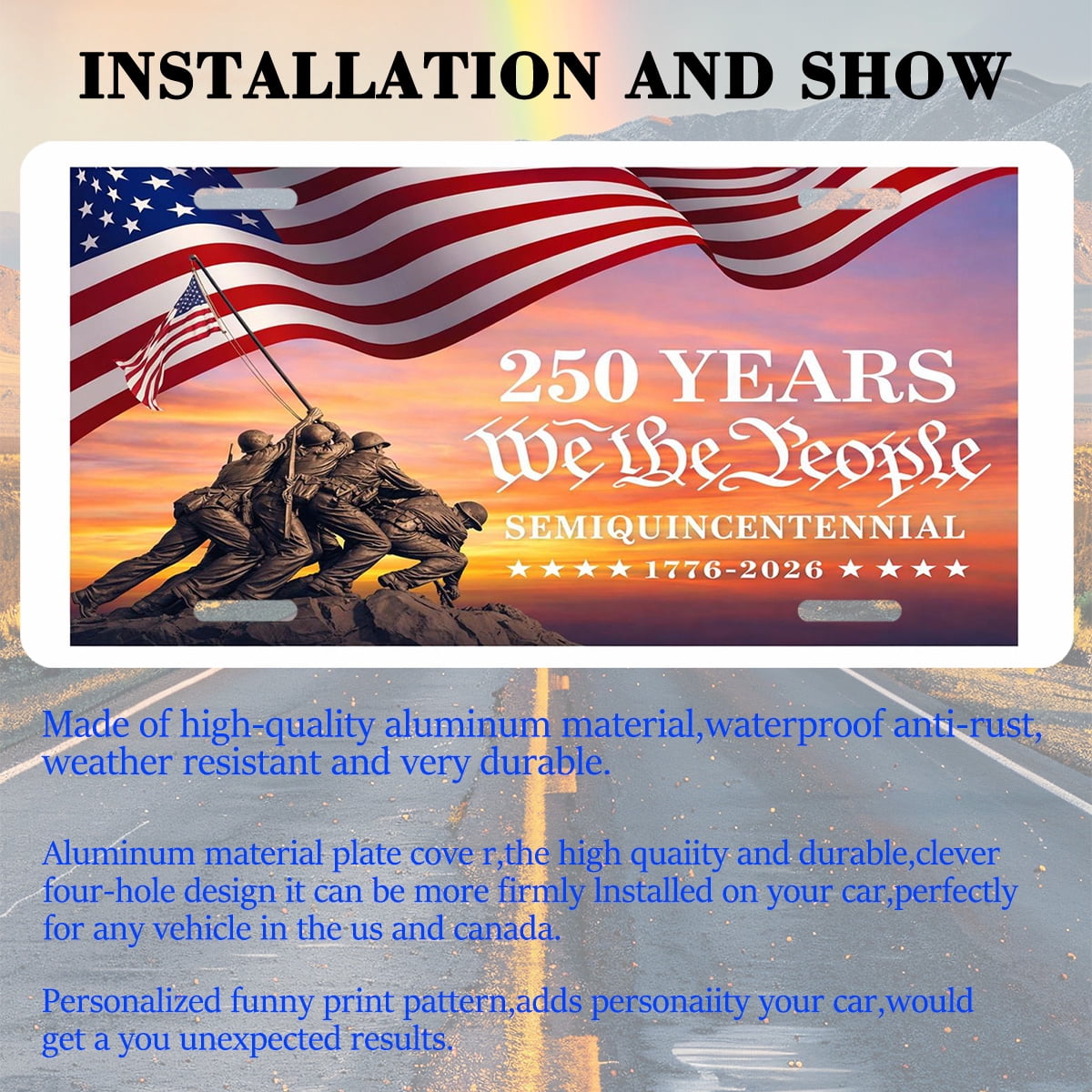 USA 250th Anniversary License Plate, 1776-2026 Patriotic License