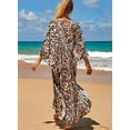 thumbnail image 4 of ZHAOCHENG EDOLYNSA Vestidos caftán de talla grande para mujer Trajes de baño estampados Bata caftán de playa Ropa de estar por casa maxi, 4 of 4