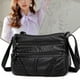 thumbnail image 3 of bandolera para mujer, de material cuero PU, de mensajero con múltiples compartimentos, correa para el hombro, carteras A-Negro-23x12x17cm BLESIY Bolsas de mensajero de mujeres PU, 3 of 7