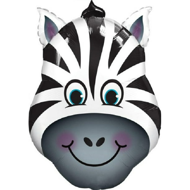 Zany Zebra Head Balloon Mylar Zoo Animal Decoration XL 32" - Walmart.com