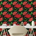 thumbnail image 2 of Ambesonne Red Roses Peel & Stick Wallpaper for Home, Passionate Flowers Garden, 13"x72", Dark Coral and Green, 2 of 5