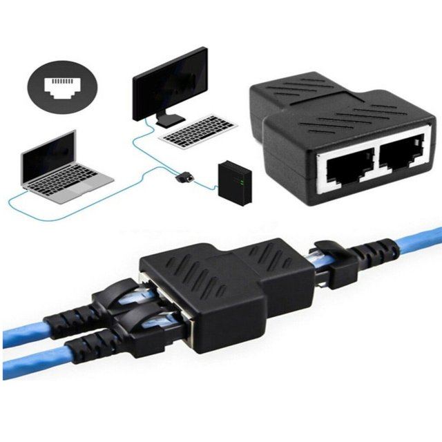 2pcs Internet Cable Splitter Ethernet RJ45 RJ45 cable Cable Dual Port Connector Network Cord Splitting Converter