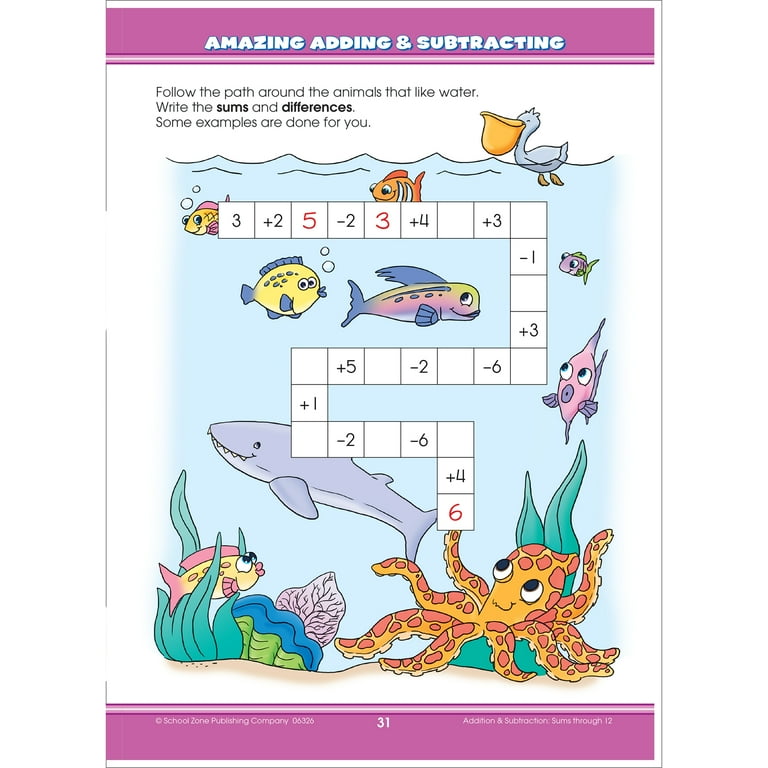School Zone Big Math 1-2 Workbook - Learning Kids Book