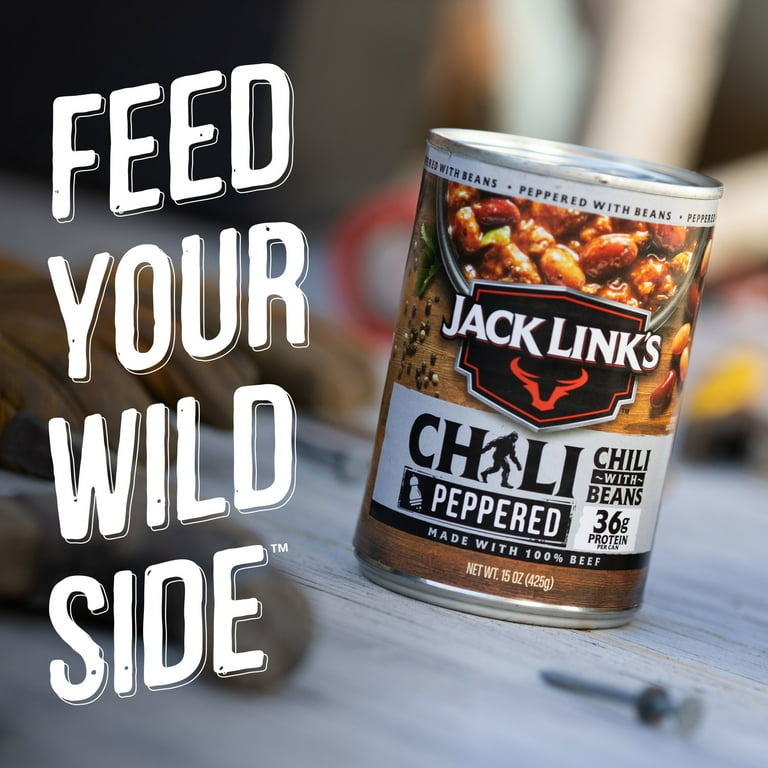 3 pack) Jack Link's Peppered Chili with Beans, 15 ounce, 36 grams
