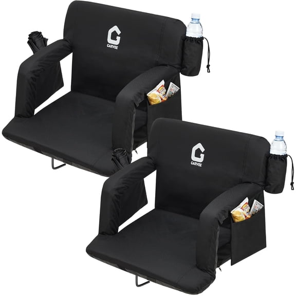 Riedhoff 6 Position Adjustable Stadium Bleacher Seats, 2 Count, 24.5 x 17.32 x 17.13", Black