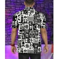 thumbnail image 3 of HAPPY BAY Men's Hawaiian Short Sleeve Button Up Beach Caribbean Shirt Holiday Halloween Costumes Cruise Shirts for Men XXL Allover Skulls Black, 3 of 5