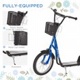 thumbnail image 5 of Aosom Youth Scooter, Kick Scooter with Adjustable Handlebars, Double Brakes, 16" Inflatable Rubber Tires, Basket, Cupholder, Blue, 5 of 9