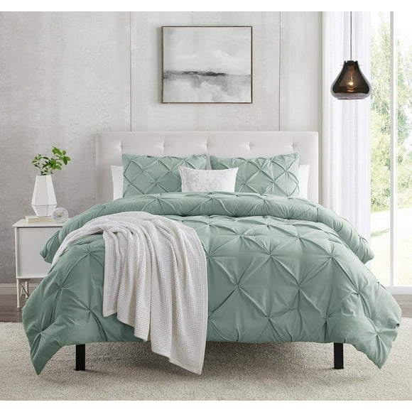 Twin Duvet Cover Set Pintuck - Double Brushed Sage Green Duvet Cover Twin 2