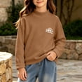thumbnail image 2 of Falkdiz Girls Long Sleeve Shirts Soft Outdoor Tops Warm Basic Winter Casual Crew Neck Pullover for Girls Cute Graphic , Brown , Size: 12-13 Years, 2 of 6
