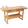 thumbnail image 3 of CQSXDA 60" Rubberwood Workbench with 2 Drawers & Shelf, 330Lbs Capacity Heavy Duty for Garage/Workshop, 3 of 11