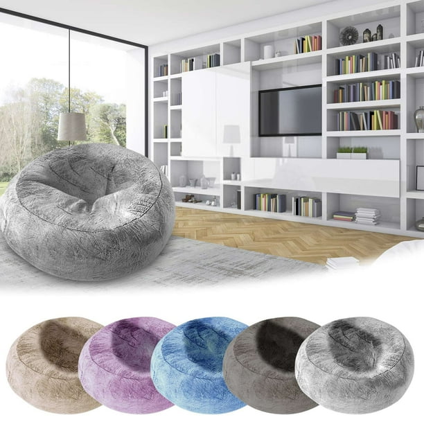 Funda de sillón puff circular grande de terciopelo suave y esponjoso | Cómodo protector de muebles ergonómico para salón, dormitorio, oficina | Sin relleno | 180cm x 90cm | Lavable a máquina