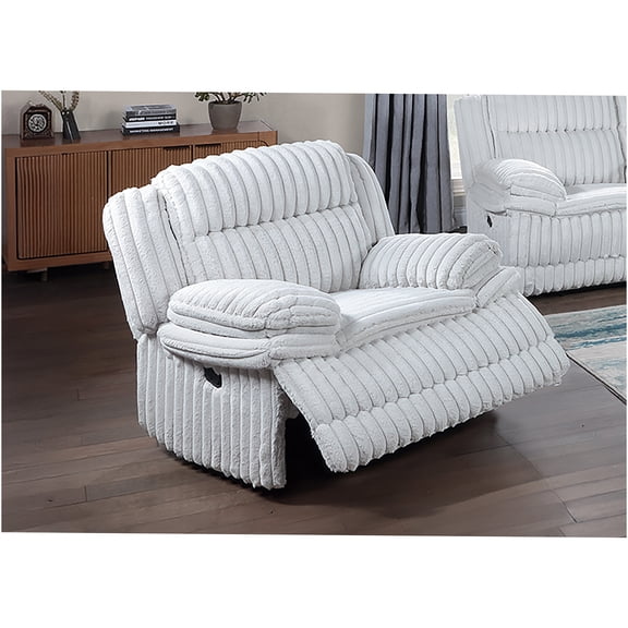 JERFIT Modern Glider Recliner Chair with Manual Recline, Plush Fur-Like Corduroy Upholstery, Light Gray Accent Living Room Nursery Seat