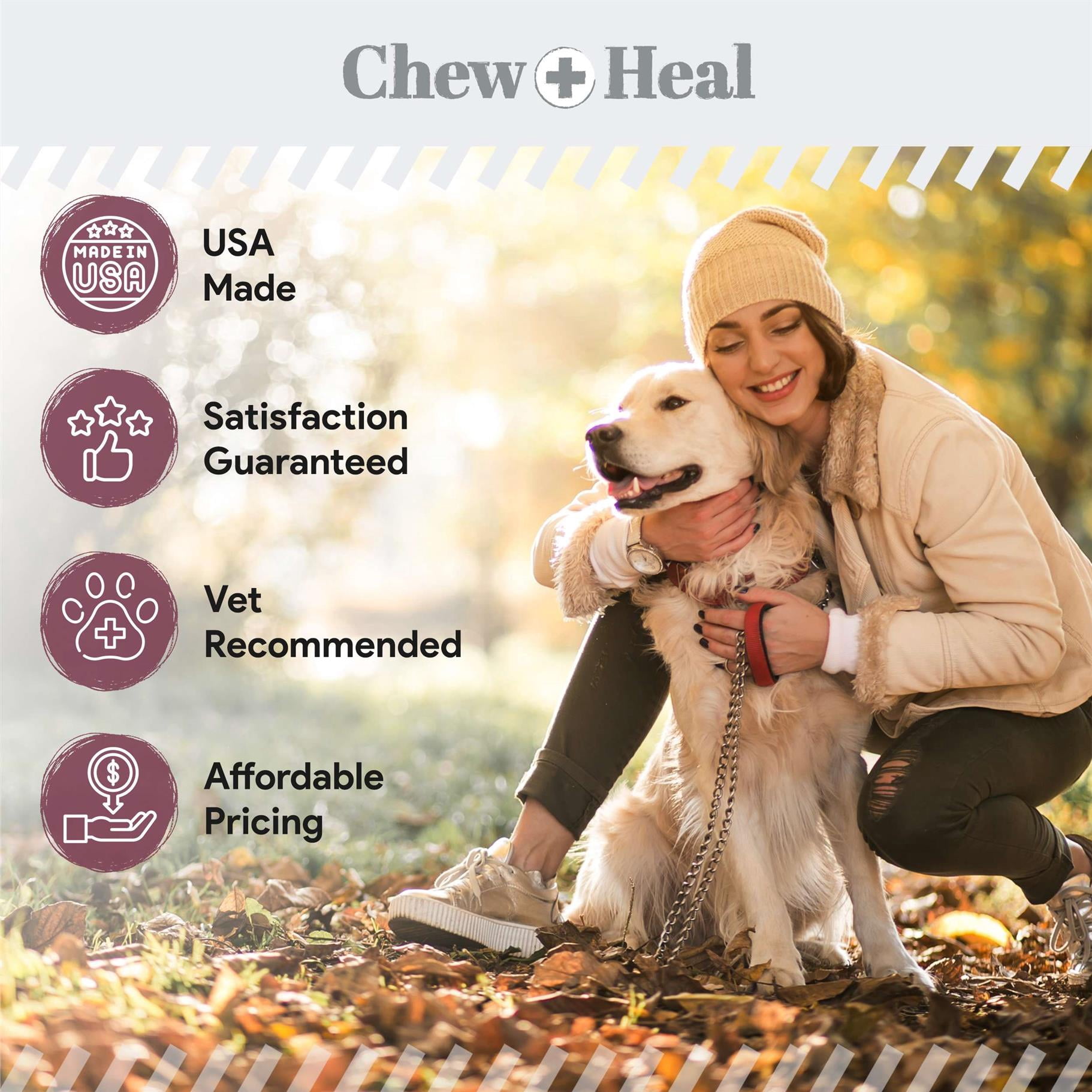 Chew + Heal Senior Dog 12-in-1 Multivitamin Soft Chews – Complete Daily Supplement for Joint, Skin, Digestive, and Immune Health – 120 Count