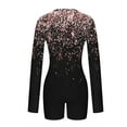 thumbnail image 4 of Elainilye Fashion Womens Bodysuit Deep V-neck Nightwear Long Sleeve Tights Pajamas Onesie Jumpsuit,Black, 4 of 5