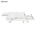 thumbnail image 3 of ON-TREND Exquisite High Gloss Coffee Table with 4 Golden Legs and 2 Small Drawers, 2-Tier Square Center Table for Living Room, 3 of 11