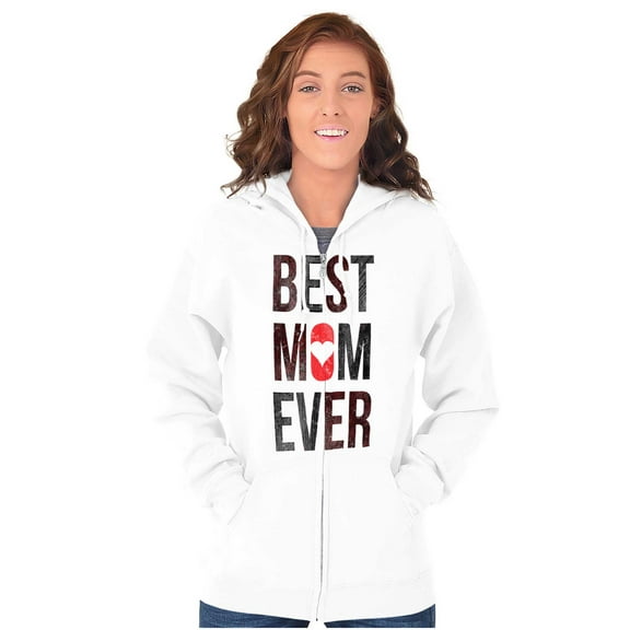 Best Mom Ever Present for Mother Womens Plus Size Graphic Zipper Hoodie Brisco Brands 2X