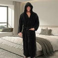 thumbnail image 5 of Naierhg Men Hooded Bathrobe with Adjustable Belt Super Soft Fluffy Highly Absorbent Solid Color Pocket Design Male Bathrobe, 5 of 7
