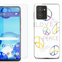 For HMD Vibe Shockproof Phone Case Cover with Tempered Glass Screen Protector, by OneToughShield - Love/Peace