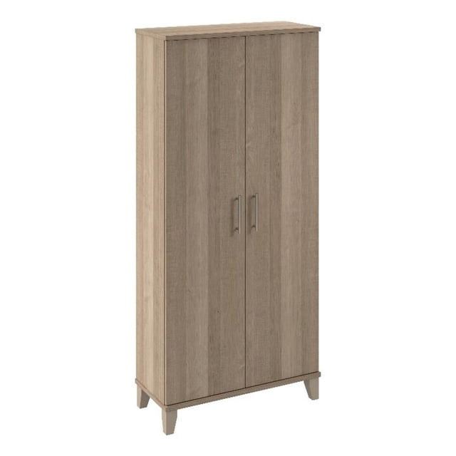 Pemberly Row Armoire de Rangement Haute avec Portes et Tablettes en Gris Cendré