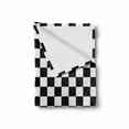 thumbnail image 2 of Checkers Game Soft Flannel Fleece Throw Blanket, Geometric Grid Style Monochrome Squares in Traditional Game Board Design, Cozy Plush for Indoor and Outdoor Use, 60" x 80", Black White, by Ambesonne, 2 of 6